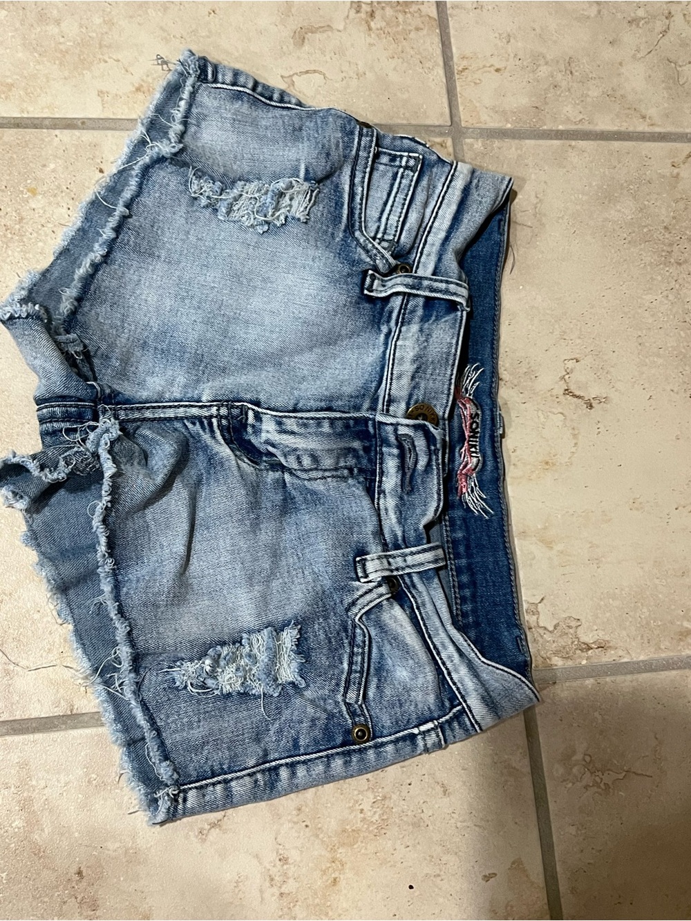 Distressed Light Blue Denim Women's Shorts